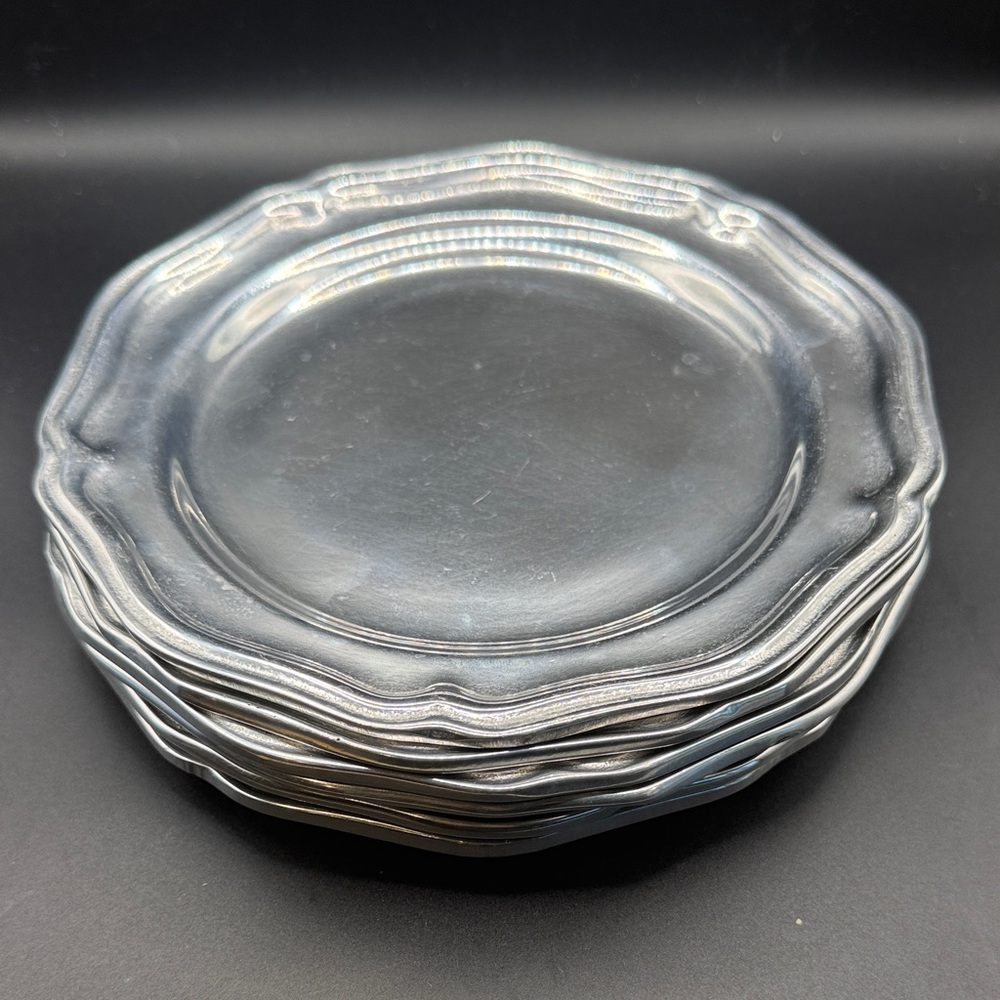 Wilton Armetale Queen Anne 7” Bread and Butter Plates, Set of 6, Vintage
